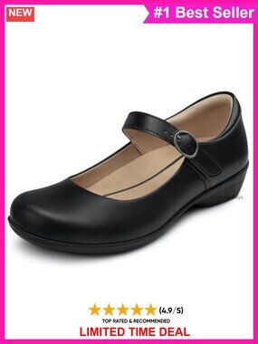 Genuine Leather Mary Jane Flats with Arch Support Comfort Shoes